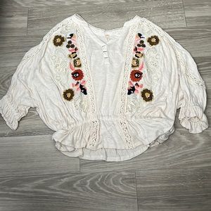 Free People Embroidered Blouse
